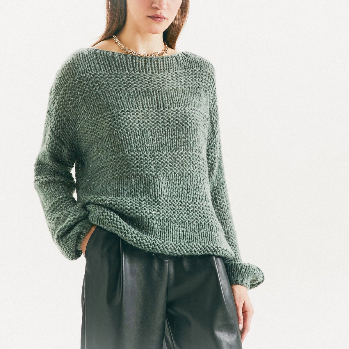 Джемпер с чередованием блоков