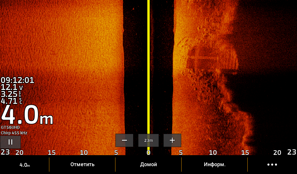 скриншот с эхолота Garmin Echomap