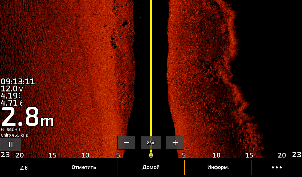 скриншот с эхолота Garmin Echomap