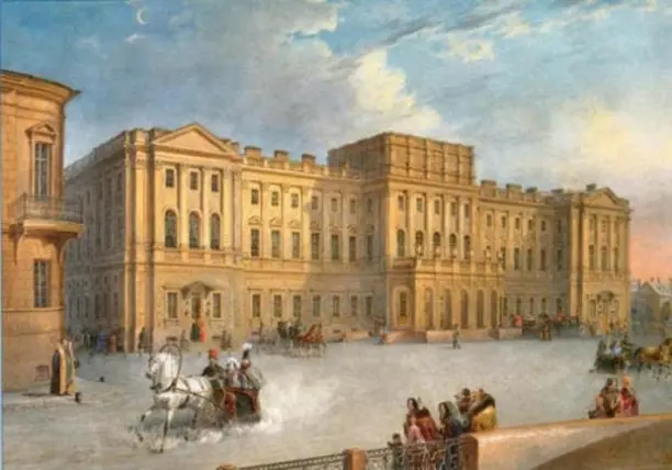 Мариинский дворец. Акварель В. С. Садовникова. Около 1847. Фото: https://vk.cc/cu06V2