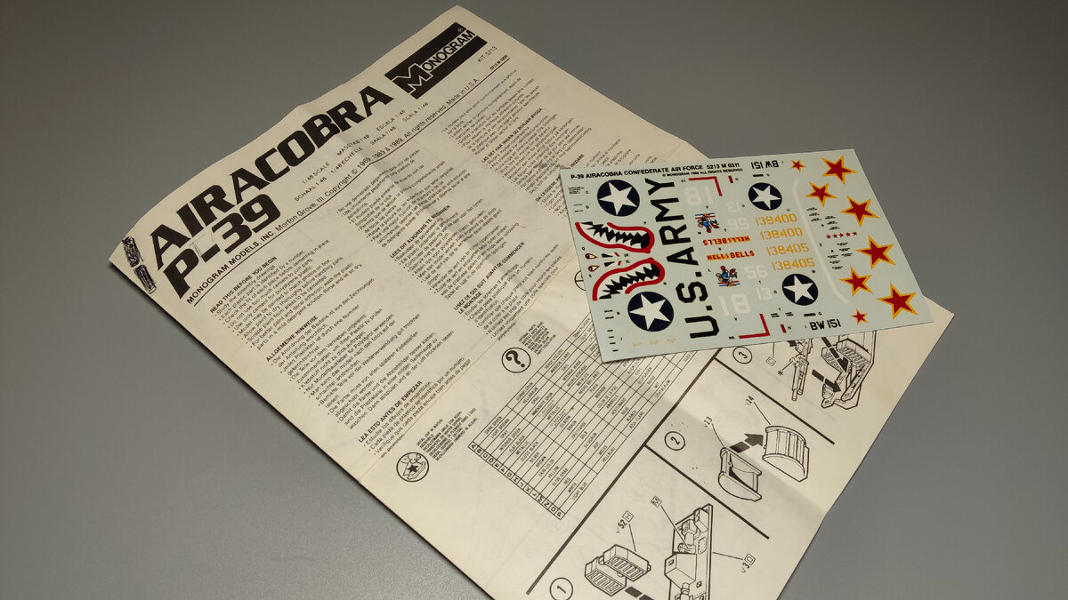 Инструкция и декаль из набора P-39 Airacobra 1/48 Monogram 5213.