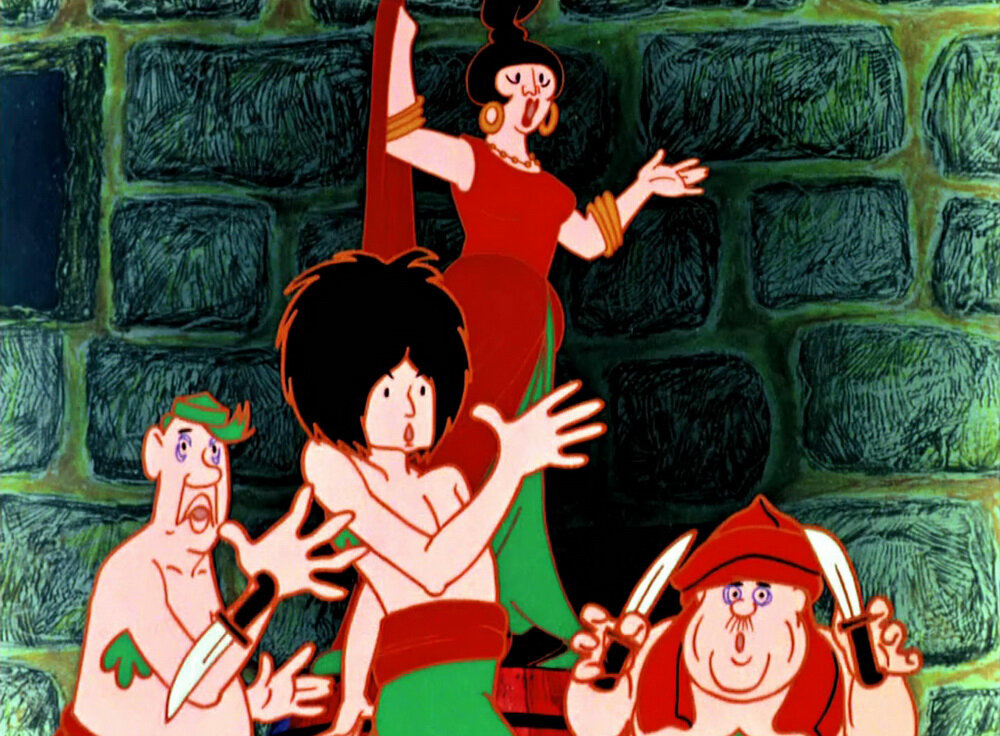 «Говорят, мы бяки-буки». Кадр из мультфильма «Бременские музыканты» (1969 г.)