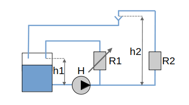 Расчётная схема системы смазки подшипников с линией рециркуляции