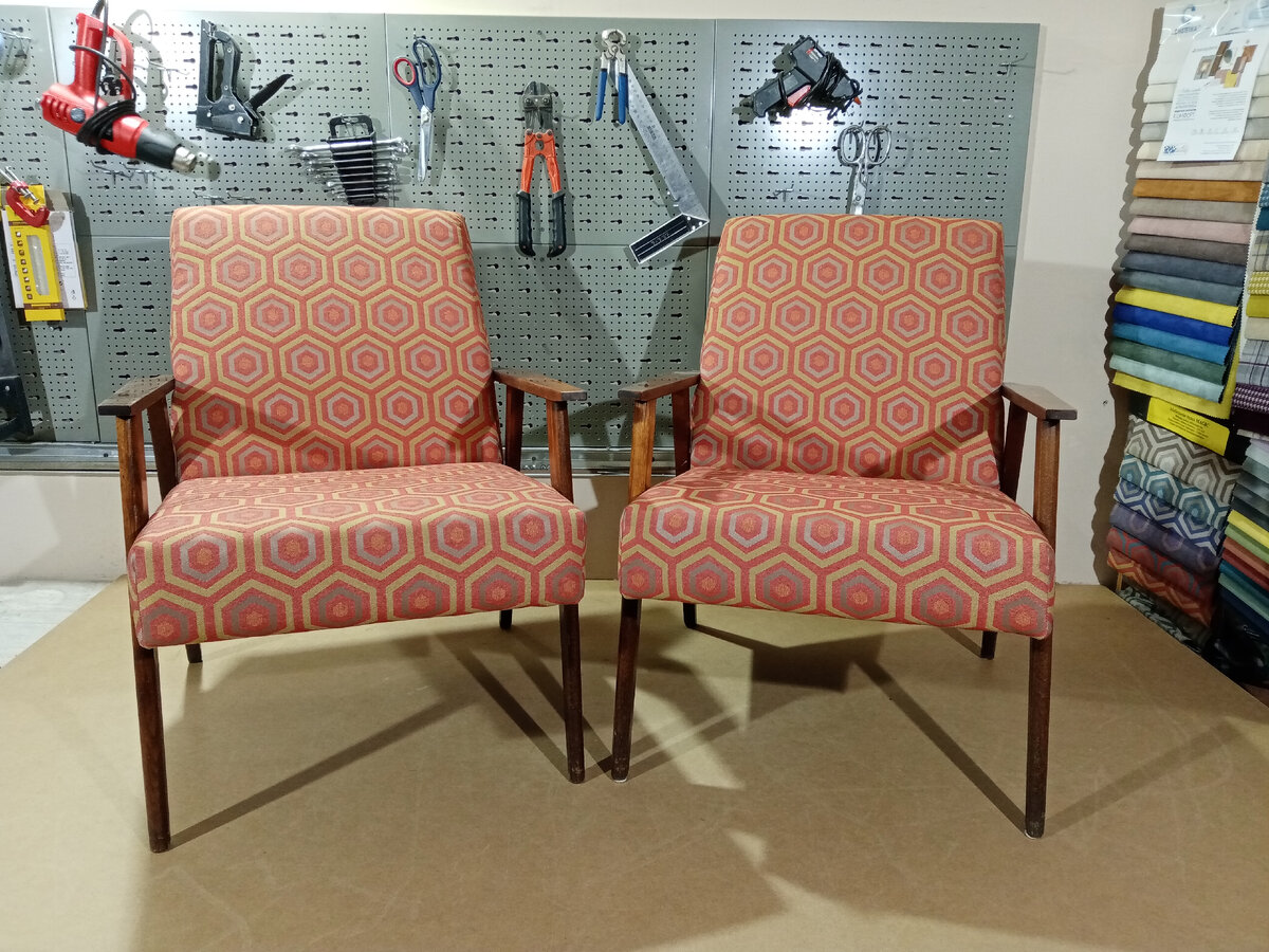 после перетяжки в жаккард с геометрическим рисунком