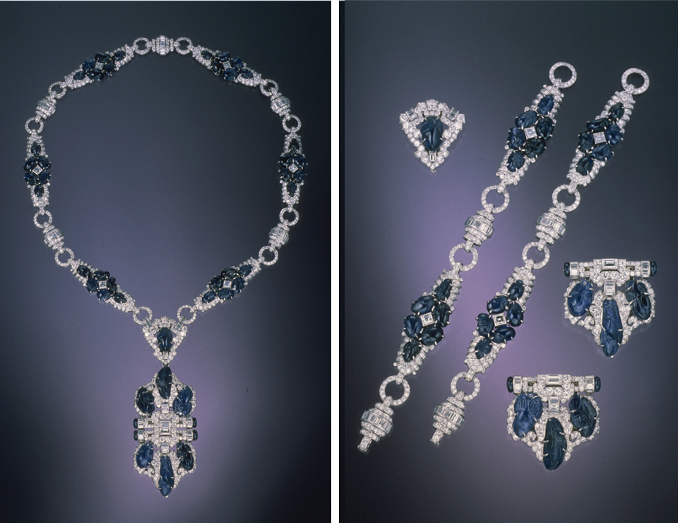 Сотуар (длинное ожерелье) с подвеской от Trabert & Hoeffer-Mauboussin, около 1935 года, превращается в пять украшений