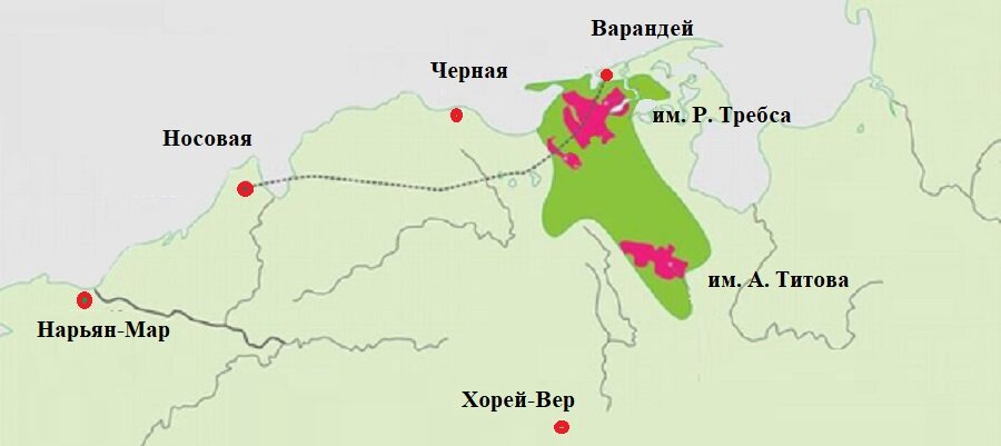 Расположение месторождений