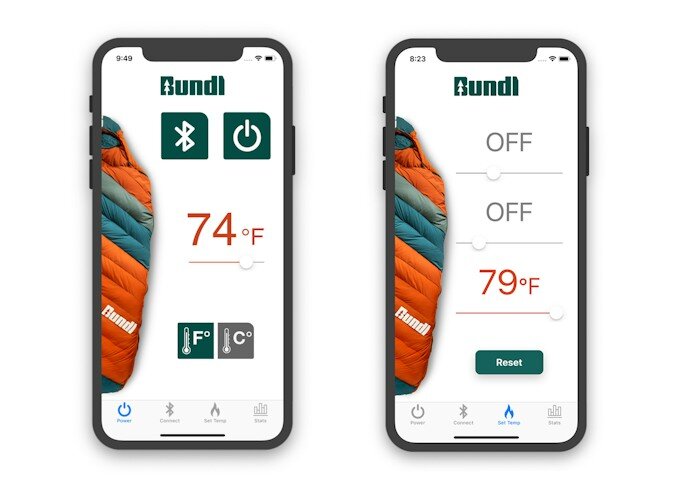 Приложение умного спальника с подогревом для кемпинга SMART BUNDL