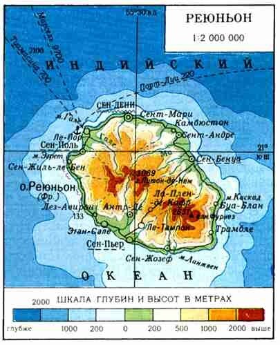 Карта рельефа Реюньна