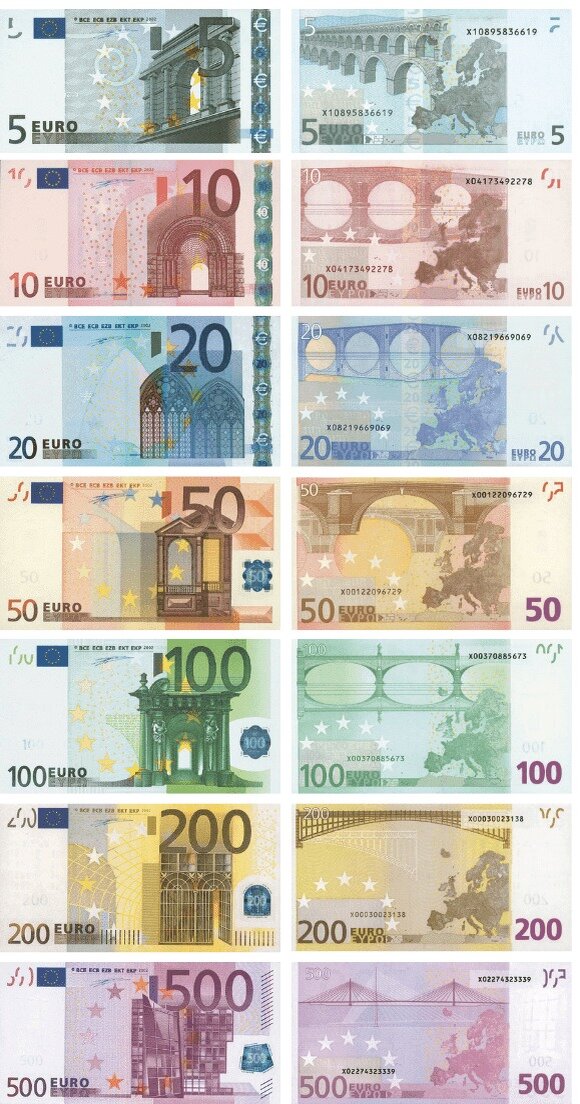 Как отличить евро. Евро банкноты номинал 200. Купюры евро номиналы. 100 Евро купюра старого образца. Банкноты евро нового образца 50 евро.