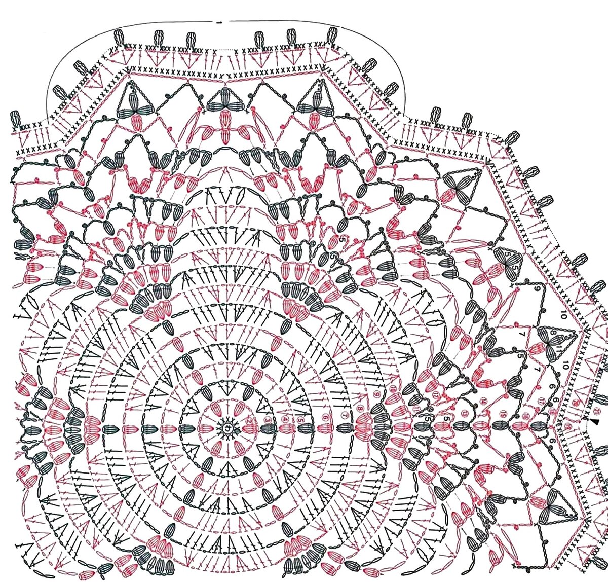Салфетка крючком с попкорном - Схема | Наталья Ач | Дзен