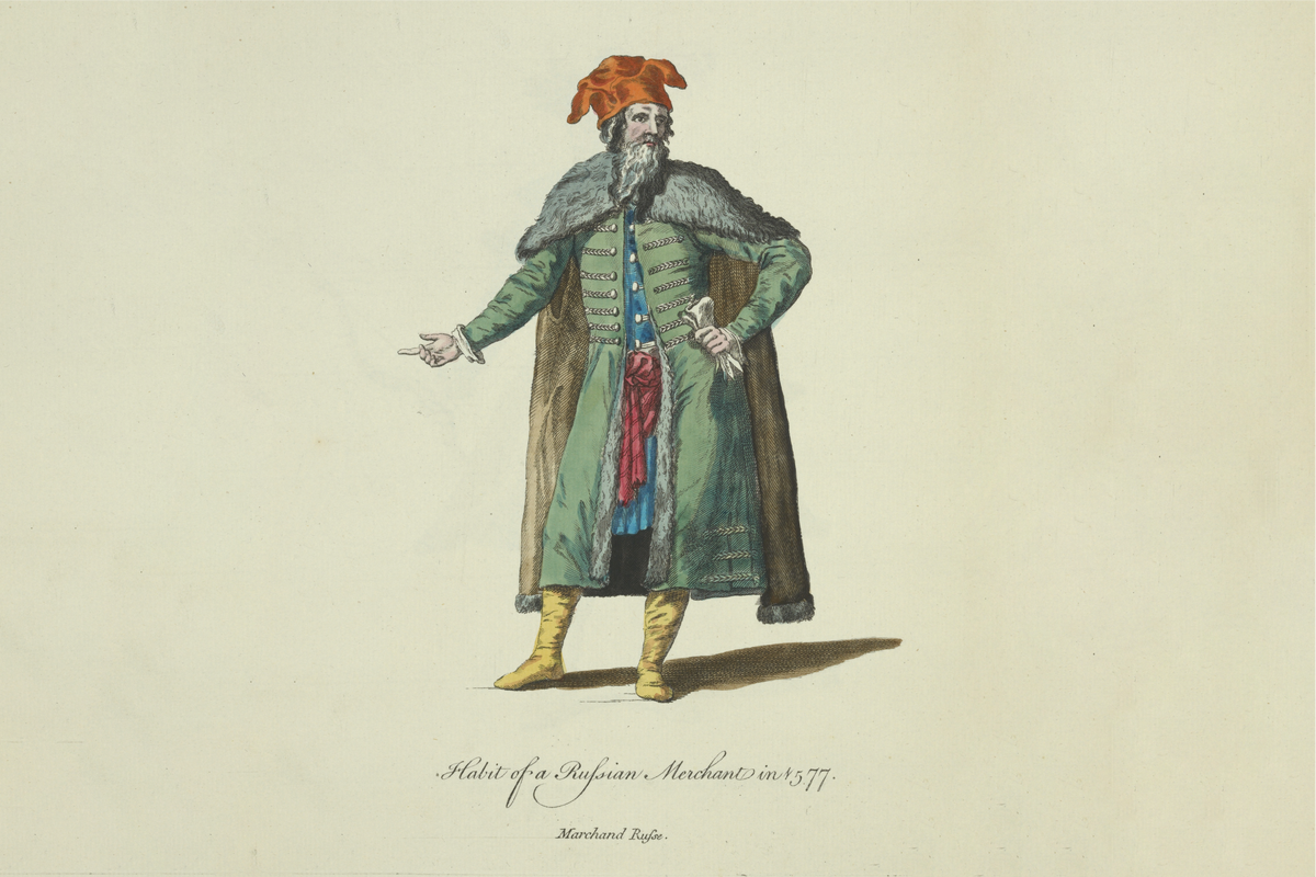 Фрагмент рисунка «Русский купец», Жан-Батист Лепренс, 1757 год.