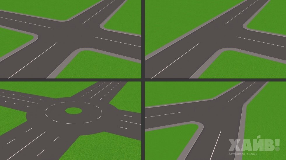 Это все перекрестки. Ключевое здесь то, что дороги «сходятся» в одной плоскости.