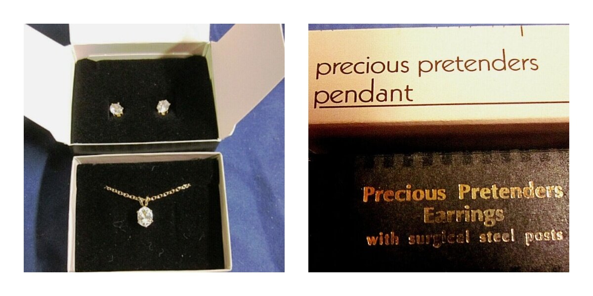 Цепочка с подвеской The Precious Pretenders и клипсы от Avon, столь популярные в те годы