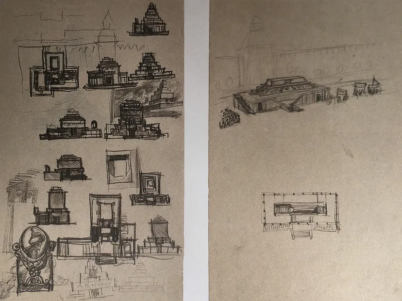 А.В. Щусев. Экскизы мавзолея Ленина. 1924