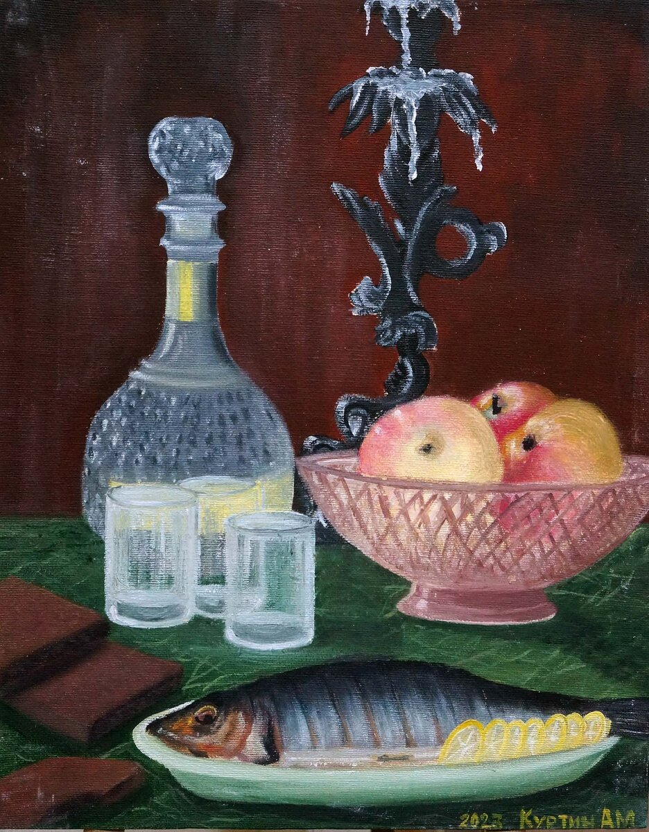 Куртин Александр «Встреча на троих» 50х40 холст масло 2023 г