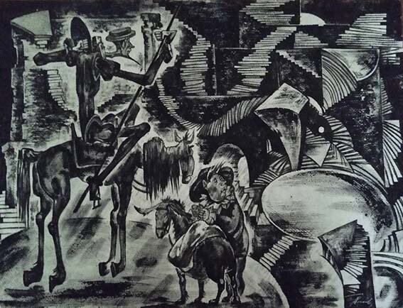 Григоров Олег "Дон Кихот" 40х60 бумага граттаж