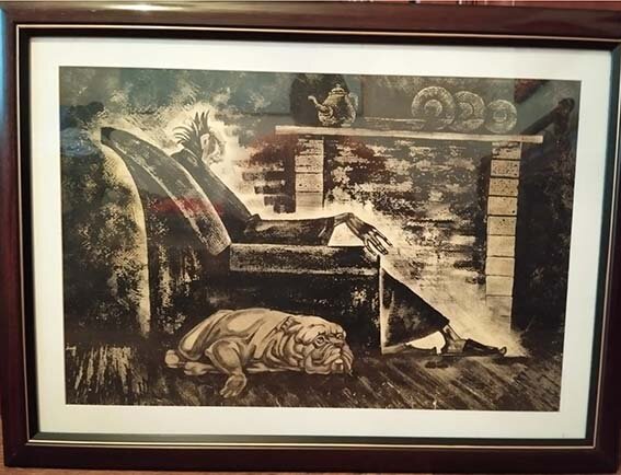 Григоров Олег "У камина" 40х60 бумага граттаж