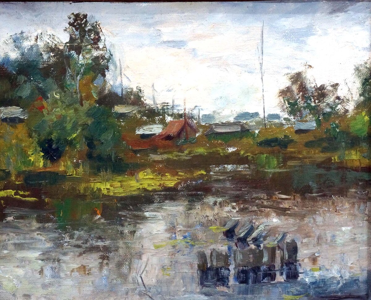 Мочалов Сергей "Озеро Шарташ" 43х51 холст масло 1978 г