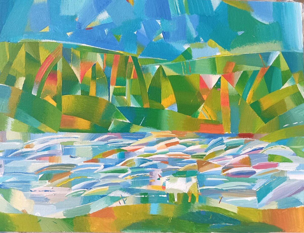 Симакова Юлия "На реке" 30х40 холст акрил 2023