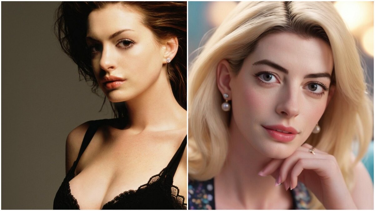 Из Энн Хэтэуэй (слева) на экране могла бы получится вот такая Барби (справа)