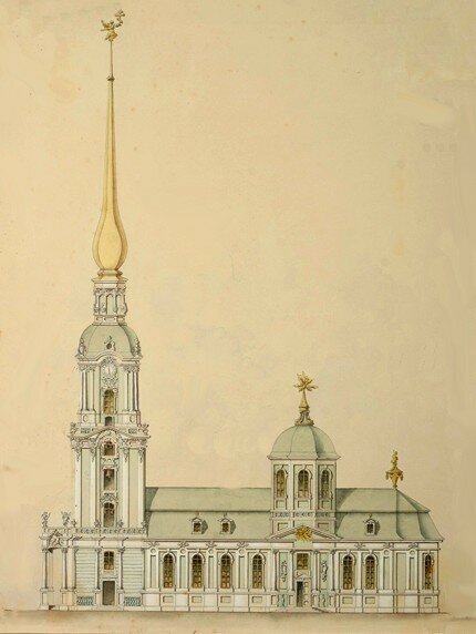 Николай Гербель. Южный фасад церкви Исаакия Далматского. 1721 г., Государственный Эрмитаж 