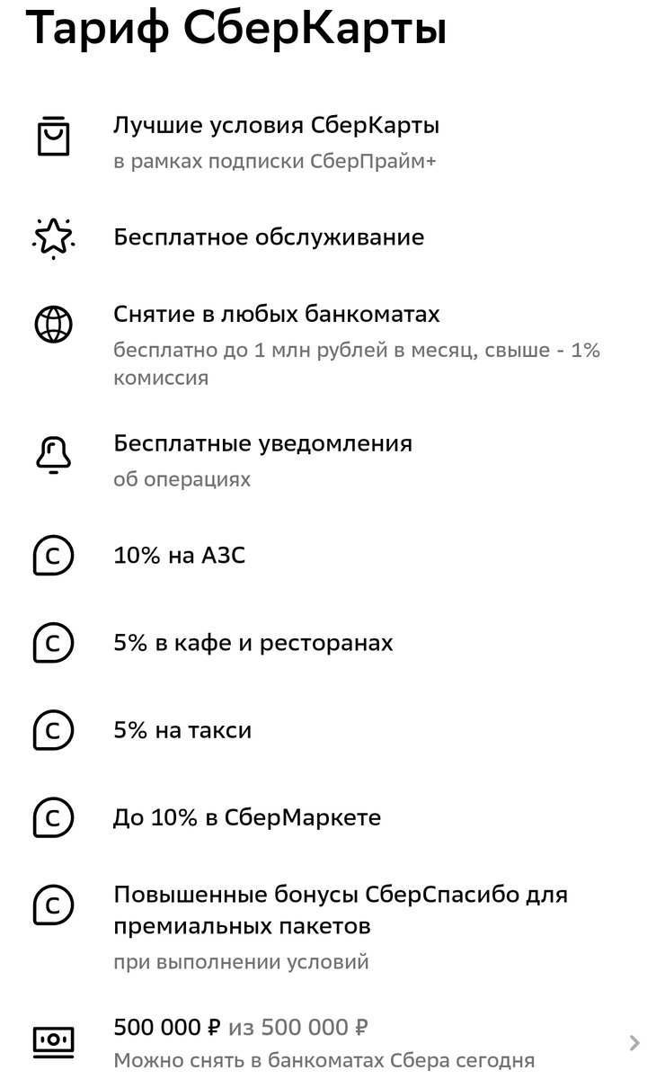 Тариф Сбер Карты