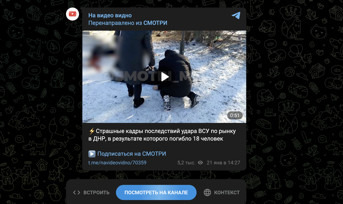 ФОТО: СКРИНШОТ ПОСТА ТГ-КАНАЛА "НА ВИДЕО ВИДНО"