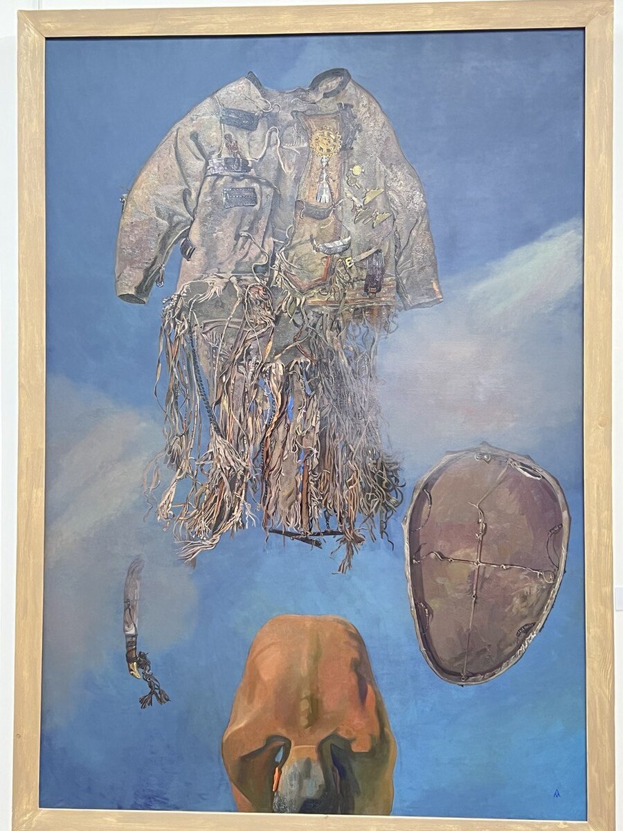 Картина "Свободный полет" (холст, масло), Лукина Марианна Михайловна. Картина сфотографирована мной в декабре 2022 года на выставке в Национальном художественном музее в Якутске. Картина монументальная. Точных размеров, к сожалению не знаю, но точно больше меня (мой рост 160 с кепочкой).