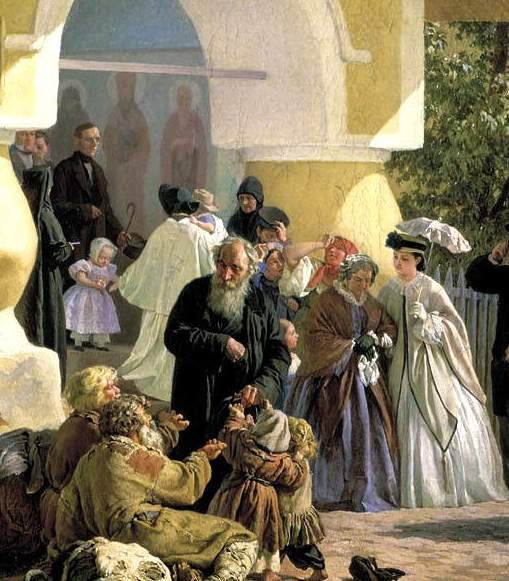 фрагмент картины А.И. Морозова - "Выход из церкви во Пскове"