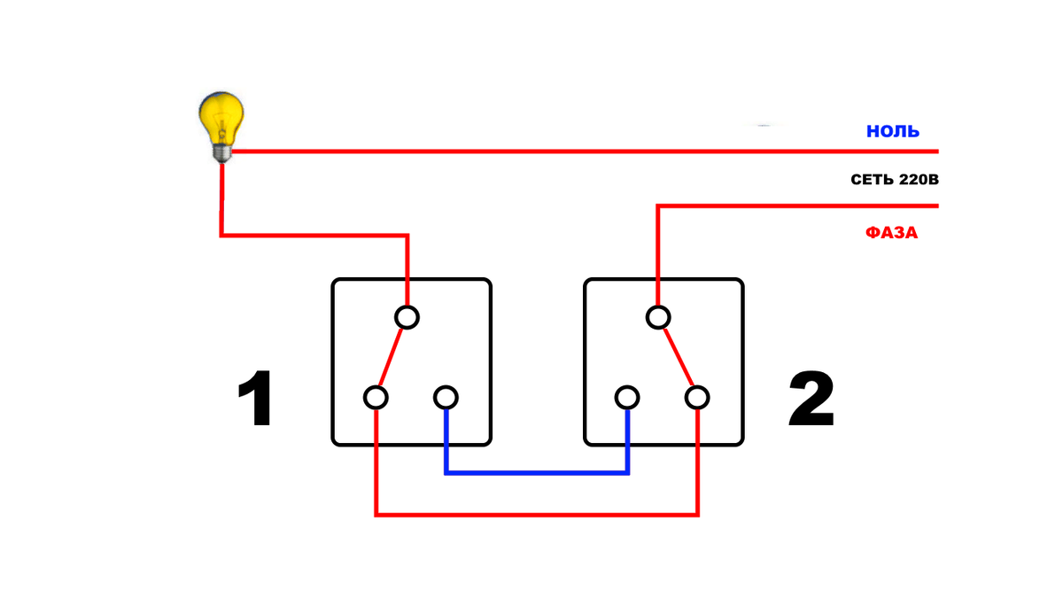 Выключатель с 2 мест схема