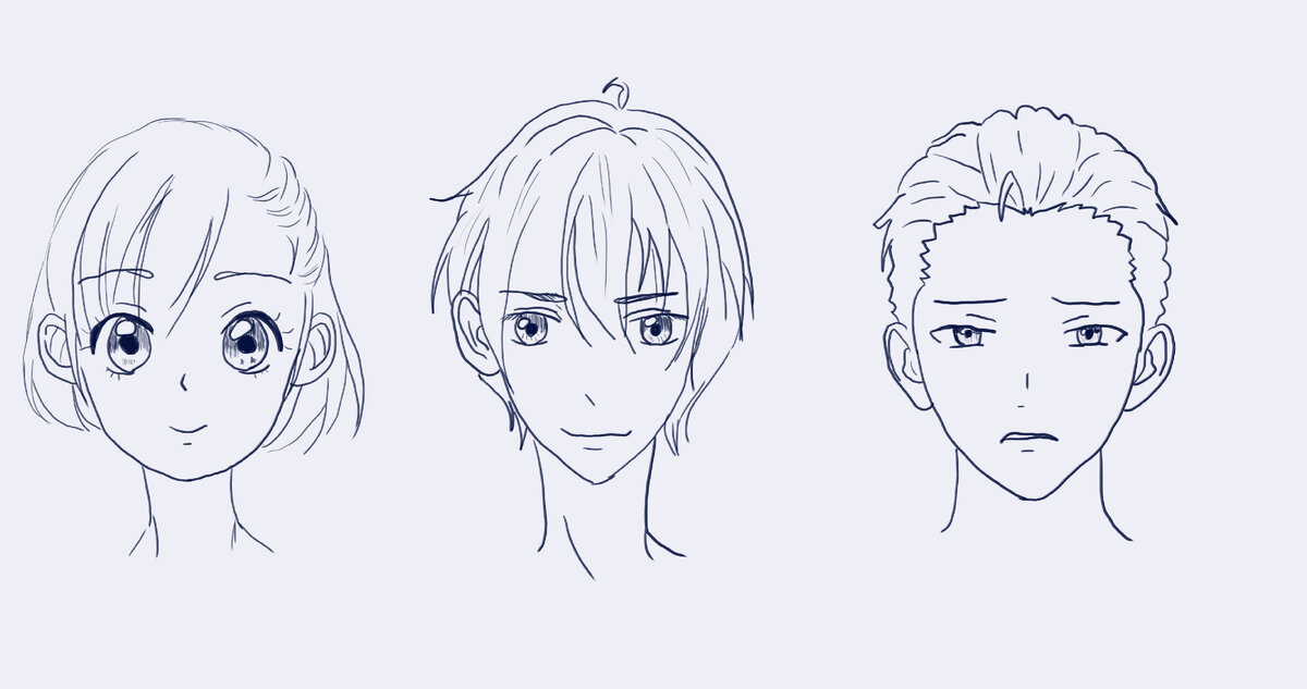 Мои скетчи в аниме стиле, которые я делала для обучения и тренировки