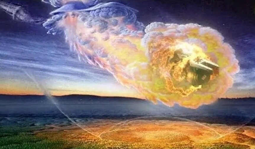 Сложный манёвр инопланетного НЛО над сибирской тайгой более 100 лет назад. Картинка свободно взята в сети Интернет