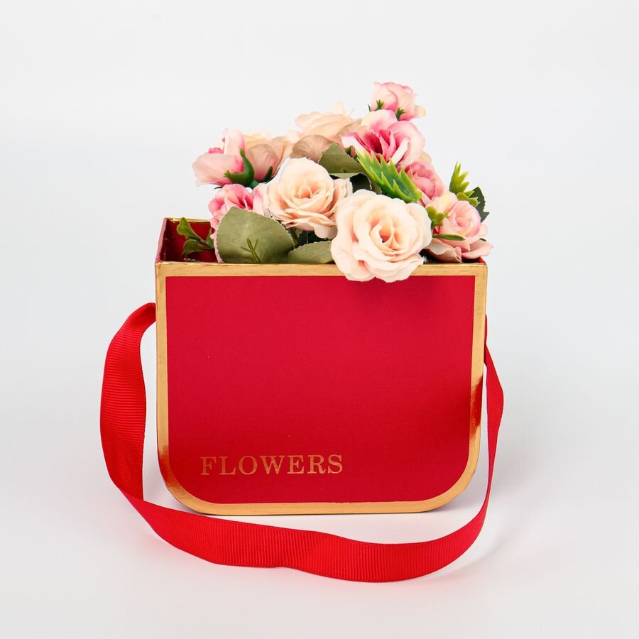 Набор коробок 3в1 лукошко 16х12хH12,5 / 14х10хH11 / 12,5х9хH10см, Гламур, красный 