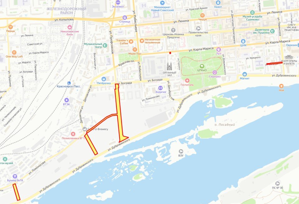     На схеме – три новых выезда с ул. Дубровинского. Когда-то почти безлюдная дорога вдоль набережной станет еще более загруженной