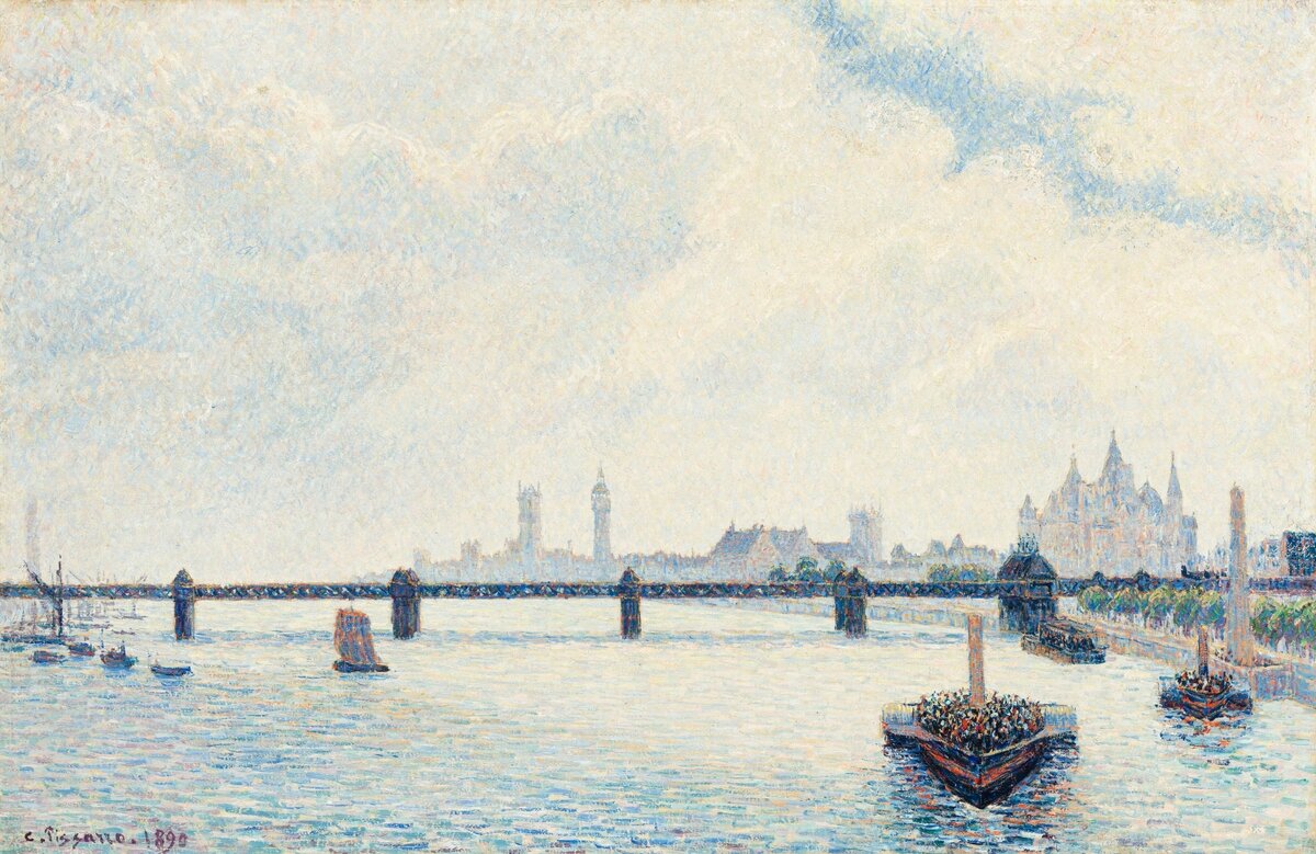 Charing Cross Bridge, London (1890) by Camille Pissarro. Original from The National Gallery of Art. Digitally enhanced by rawpixel.