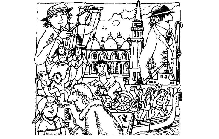 Иллюстрация Рольфа Реттиха к первой части повести "Куклы Тима Таллера", 1979 г.