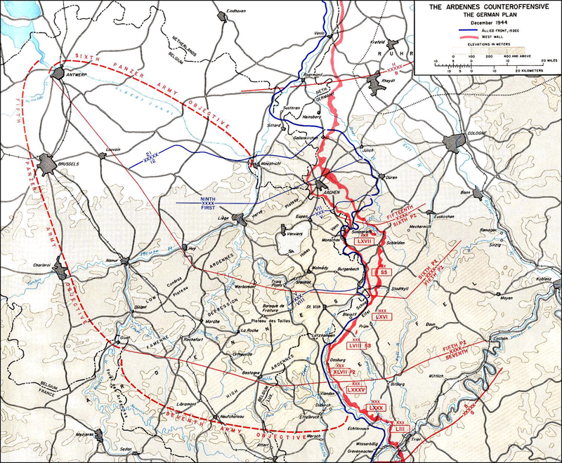 План операции "Стража на Рейне", она же "Битва за Выступ", или наступление в Арденнах