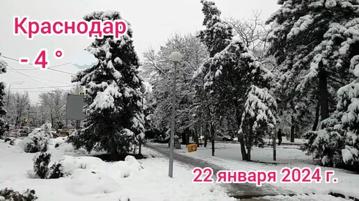 Краснодар - опять снег 🌨️❄️ - иду на маршрутку - 22 января 2024 г.