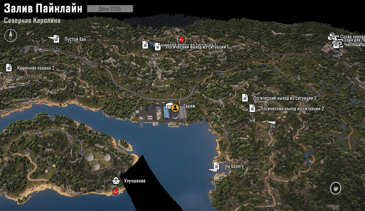 Северная Каролина, карта Залив Пайнлайн