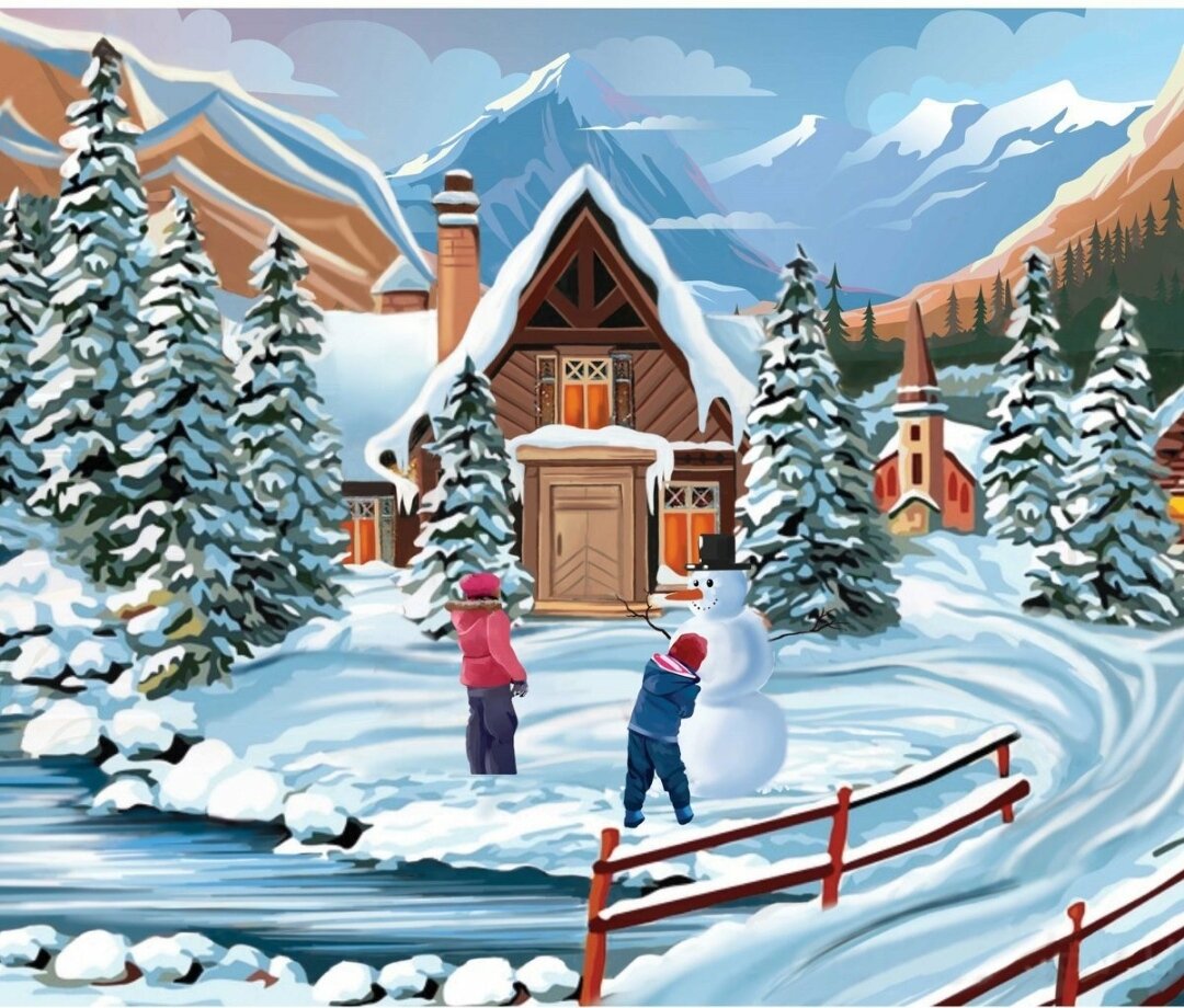 Первая картина - зимние забавы.