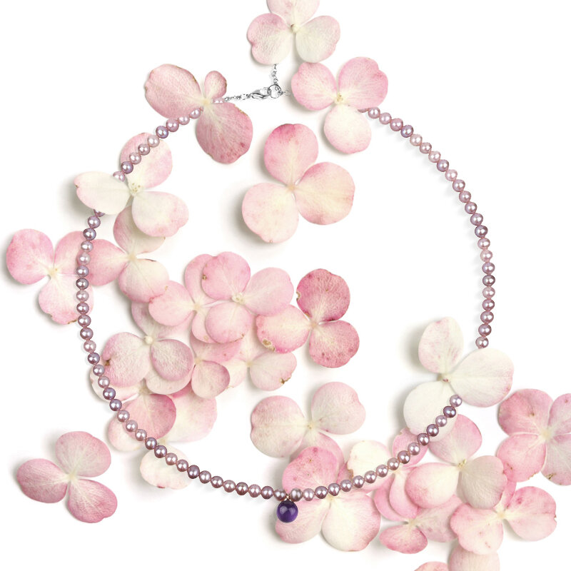 Колье MIMI Zabette из серебра розового золота с жемчугом, перламутром и цирконом 