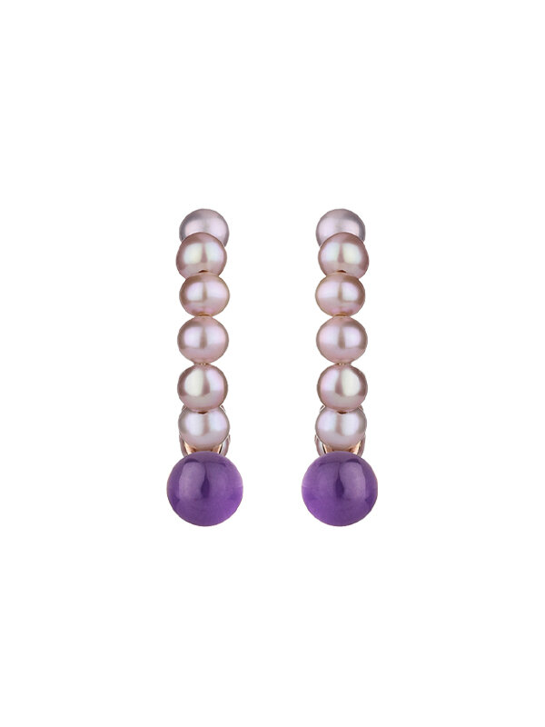 Серьги MIMI Zabette из розового золота с жемчугом, перламутром и цирконом