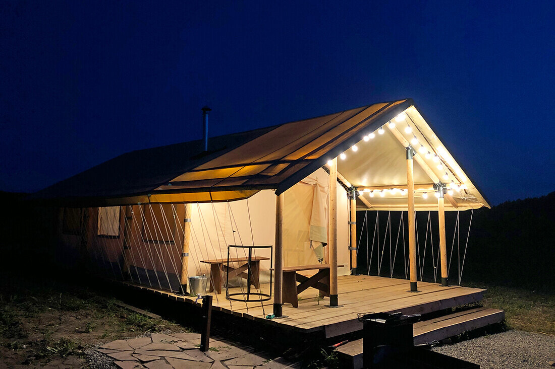 Глэмпинг-шатер (сафари-тент) 4х6 с террасой Stovetent