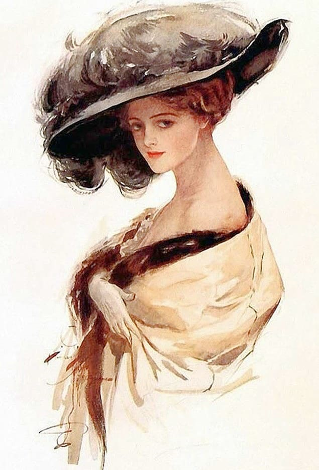 Дама назад. Художник Harrison Fisher (1875 - 1934). Харрисон Фишер дама в шляпке. Харрисон Фишер художник. Харрисон Фишер Винтаж леди