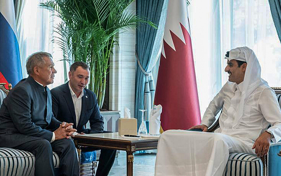 Рустам Минниханов встретился с Эмиром Государства Катар Его Высочеством шейхом Тамимом бен Хамадом Аль Тани. Фото: пресс-служба Раиса РТ