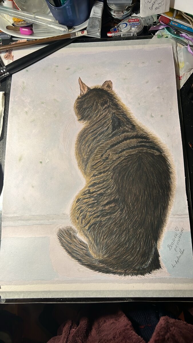 Красавец любуется на зиму в окно, никак не закончу…