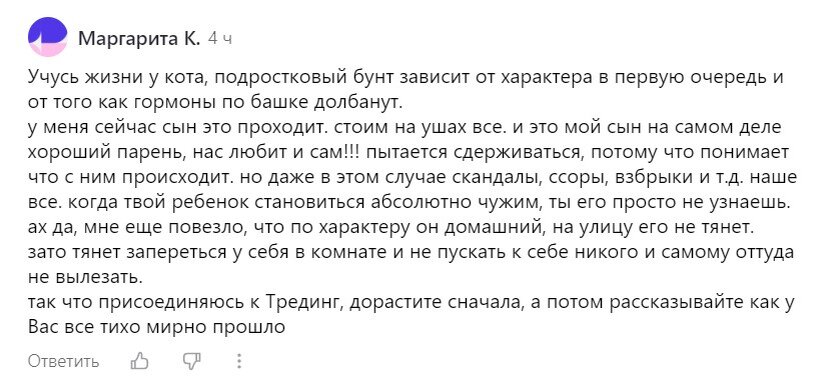 И такой комментарий