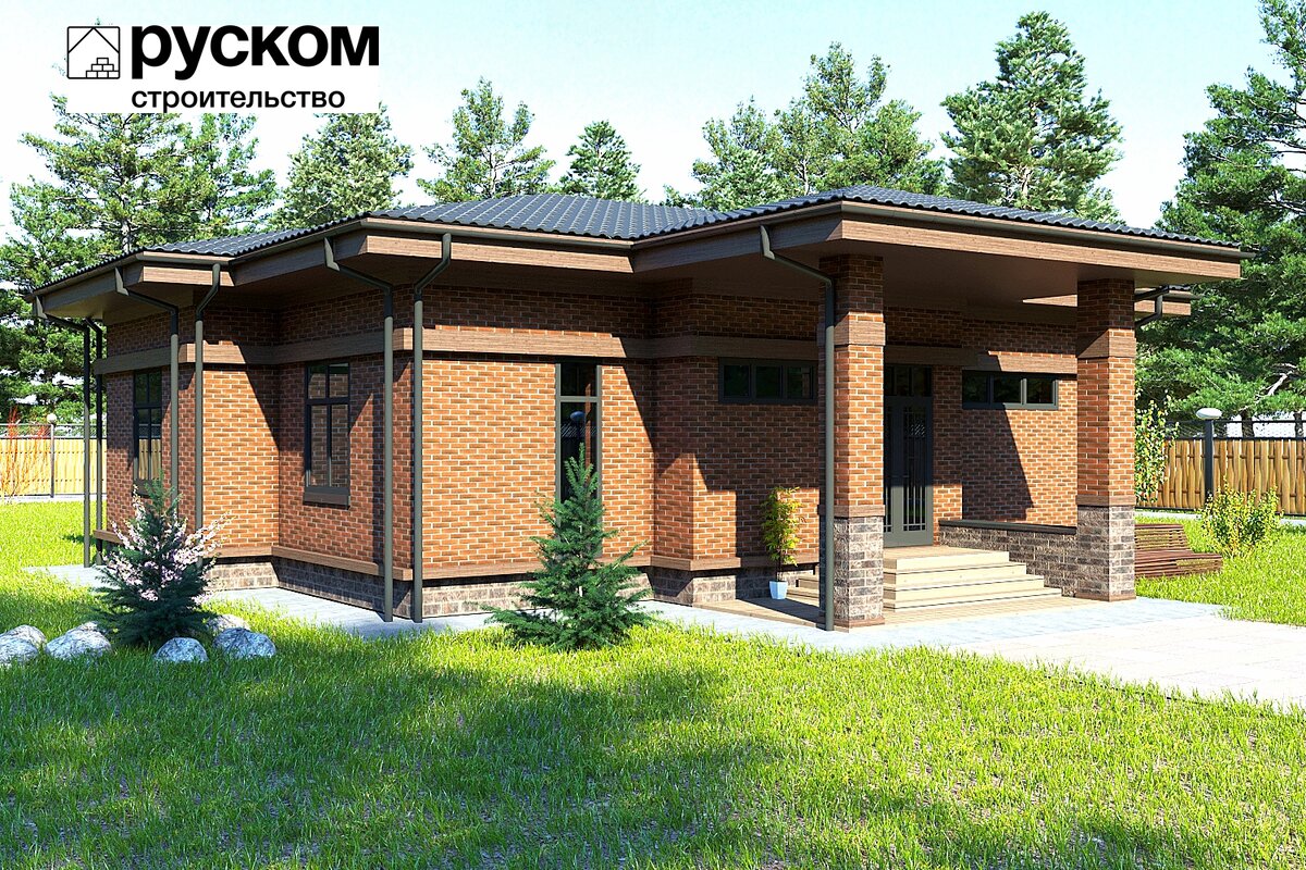 Одноэтажный дом из газобетона общей площадью 118,5 м² по проекту "Крепыш"