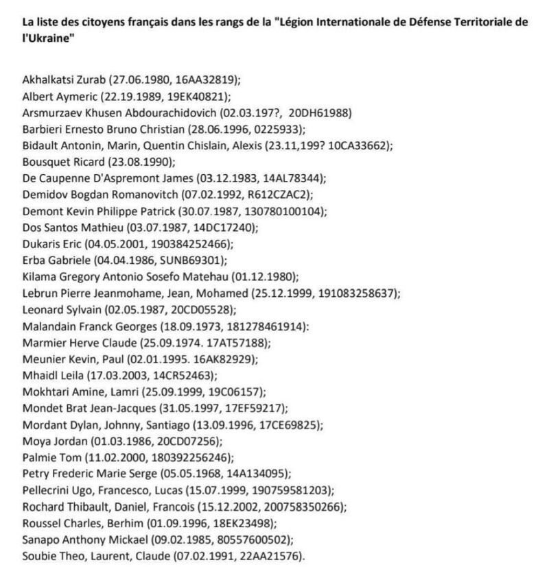    Волонтёры опубликовали список ликвидированных французских наёмников в Харькове