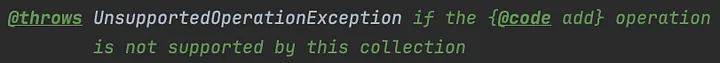 Фрагмент Javadoc из метода add в интерфейсе Collection